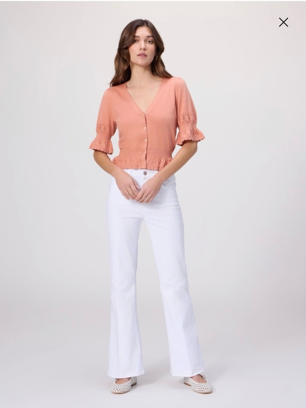 PAIGE Marlow Skimmer High-Rise Flare Jean in Crisp White size 27